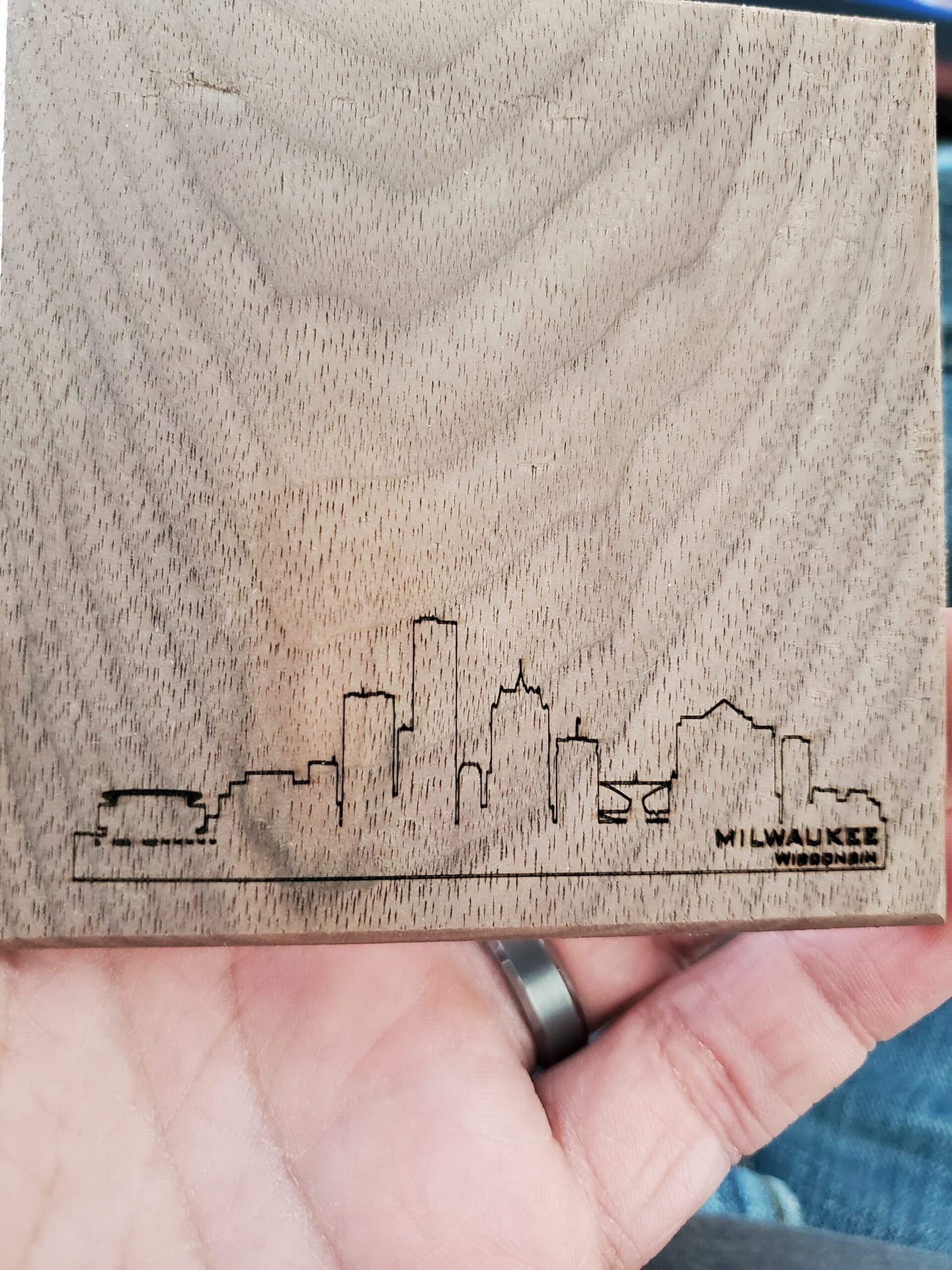 Milwaukee laser engraved coaster