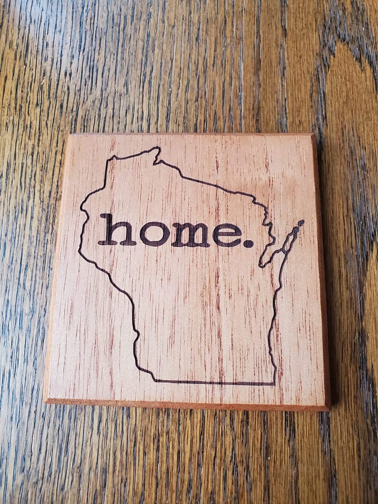 Laser Engraved Wisconsin Home Coaster